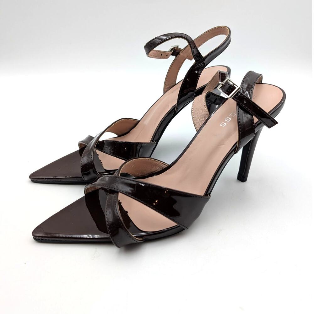 Berness Cindal Ankle Strap Stiletto Sandals Women's Dark Brown Size US7.5 EU37.5